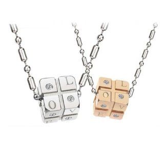 316l Stainless Steel Rubik Cube Shaped Pendant Necklace Set for Couple, Men, Women N101 Jewelry