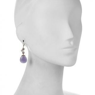 Jade of Yesteryear Lavender Jade and Pink CZ Sterling Silver Flower Earrings