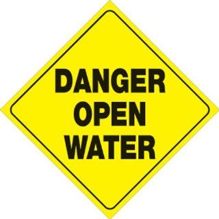Voss Signs Yellow Plastic Reflective Sign 12" Danger Open Water Automotive
