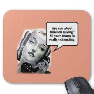 Retro Woman on Phone, Drama Mouse Pads