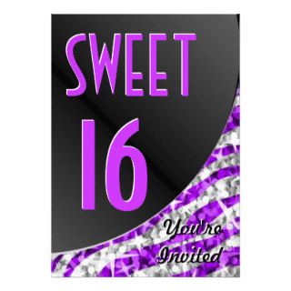 Glitz Zebra Purple curve "Sweet 16" invitation