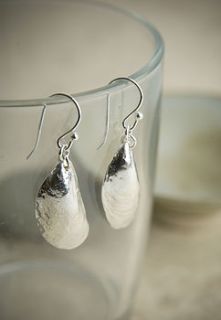 silver mussel shell earrings by sally clay