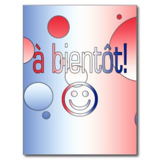 A Bientôt French Flag Colors Pop Art Postcard