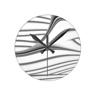 Black and White Abstract Wrap Stripe Round Clocks
