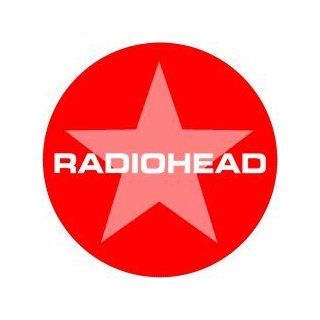 Radiohead   White Logo on Pink Star (with Red Background)   1 1/4" Button / Pin Clothing