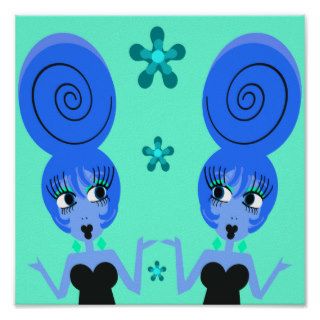 Blue Pop Art Girls Poster
