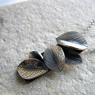 cascading silver leaf imprint necklace by cari jane hakes