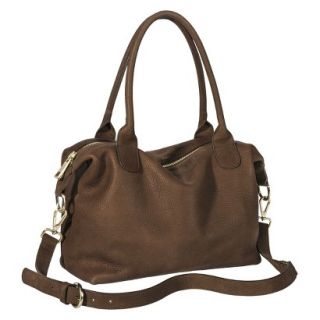 Merona Genuine Leather Satchel Handbag with Removable Strap   Brown
