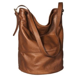 Merona Genuine Leather Bucket Handbag   Cognac