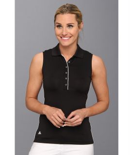 adidas Golf 3 Stripes Piped Sleeveless Polo 14 Womens Short Sleeve Pullover (Black)