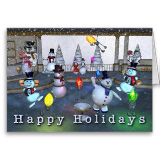 Funny Snowmen/Christmas Light Happy Holidays Greeting Card