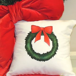 christmas wreath cushion by designer j