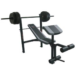 Cap Barbell Exercise Combo Bench with 80 Pound Weight Set Preacher and Leg Extension  Standard Weight Benches  Sports & Outdoors