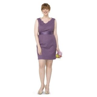 TEVOLIO Womens Plus Size Lace Sleeveless V Neck Dress   Plum Spice   24W