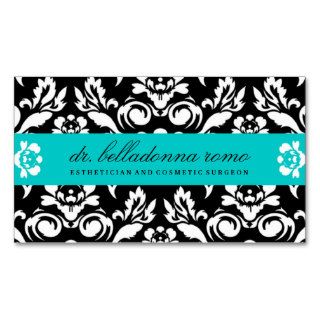 311 Belladonna Damask Turquoise Business Card Template