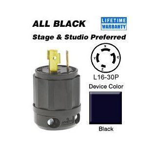 Leviton 2731 B 30 Amp, 480 Volt 3 Phase, NEMA L16 30P, 3P, 4W, Locking Plug, Industrial Grade, Grounding, All Black   Black   Electric Plugs  