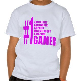 Girls Gaming Gamers  Pink Number One Gamer Tee Shirts