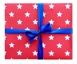 red star print wrapping paper by toby tiger