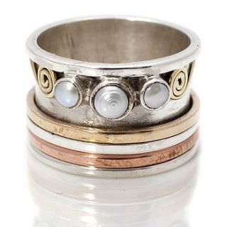chunky pearl silver spinning ring by charlotte's web