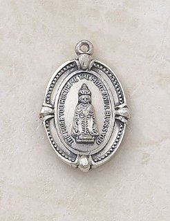 Oval Sterling Silver Infant of Prague Medal Catholic Child Jesus Sacred Heart Pendant with Stainless Chain Jewelry