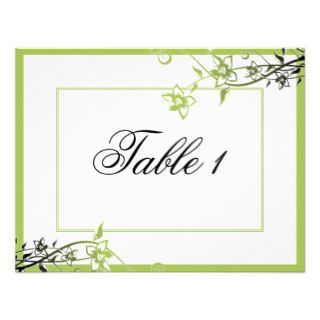 Table Number Wedding Card   Green White Blossoms Custom Announcement