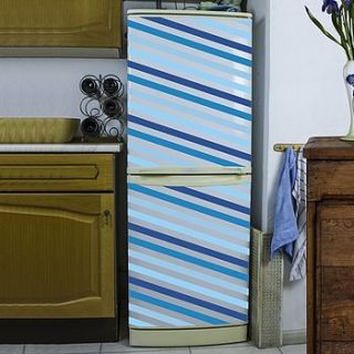blue stripes slanted vinyl refrigerator decal by vinyl revolution