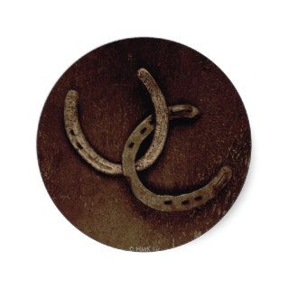 Intertwined horseshoes round sticker