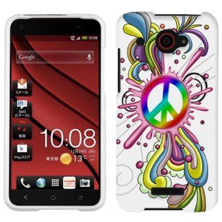 HTC DROID DNA Peace Pop on White Hard Case Phone Cover Cell Phones & Accessories