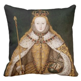 Queen Elizabeth I in Coronation Robes Throw Pillow