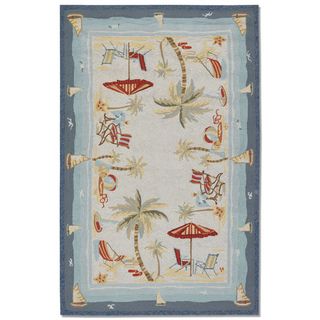 Outdoor Escape Cocoa Beach Hand hooked Rug (56 X 8)