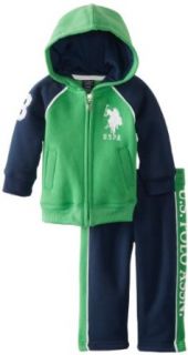 U.S. Polo Assn. Baby Boys Infant Full Zip Fleece Hoodie and Pant Set, Classic Navy, 24 Months Clothing