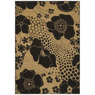 Ebony Wildflower Black Area Rug (55 X 78)