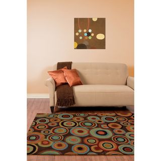 Hand tufted Contemporary Multi Colored Circles Geometric Current New Zealand Wool Rug (5 x 8) 5x8   6x9 Rugs