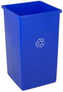 Continental 25 1 25 Gallon Swingline Receptacle with Recycle Imprint, Square, Blue