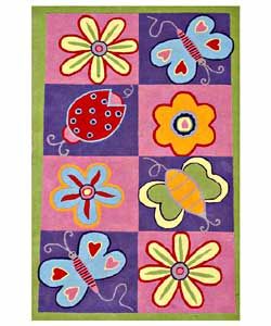 Hand tufted Flowers And Butterflies Kids Rug (4 X 6)