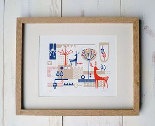 stags limited edition screen print by bubble and tweet