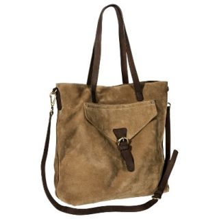 Merona Genuine Leather Tote Handbag with Removable Strap   Tan