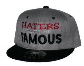 Haters Make Me Famous Gray/Bk Snapback Hat Cap Clothing