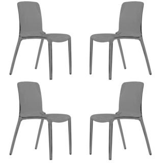 Laos Polycarbonate Transparent Black Dining Chairs (set Of 4)