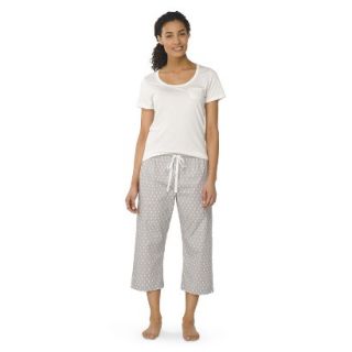 Gilligan & OMalley Womens Tee Shirt/Crop Pajama Set   Almond Cream/Grey XL