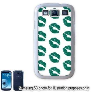 Green Lipstick Kiss Mark Print Samsung Galaxy S3 i9300 Case Cover Skin White Cell Phones & Accessories