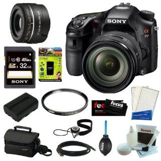 Sony Alpha SLTA77VQ SLT A77 a77 24.3 MP Translucent Mirror Digital SLR With 16 50mm F2.8 lens and Tiltable 3.0" LCD Screen + Sony DT 30mm f/2.8 Macro Lens + Multi Card Reader Writer + Lithium Ion Replacement NP FM500H Battery for Sony + Accessory Kit 