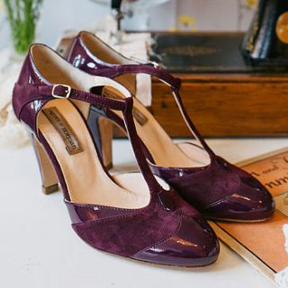 elsie suede and patent t bar shoes by agnes & norman