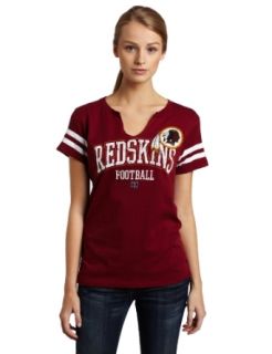 NFL Women's Washington Redskins Go For Two Short Sleeve Split Crew Neck Tee (Garnet/White, XX Large)  Sports Fan T Shirts  Clothing