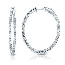 14k Gold 2ct TDW Diamond Trellis style Hoop Earrings (H I, SI1 SI2) Diamond Earrings