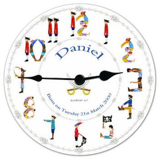 pirate personalised clock by alphabet gifts