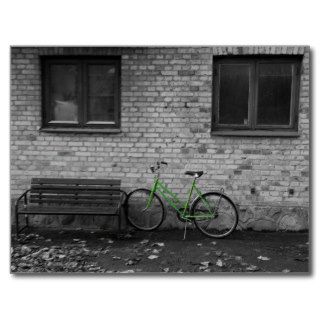Green bike postcard