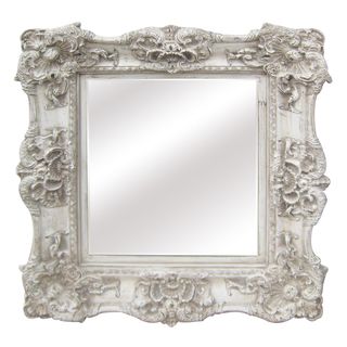 Anitque White Traditional 34 inch Wall Mirror
