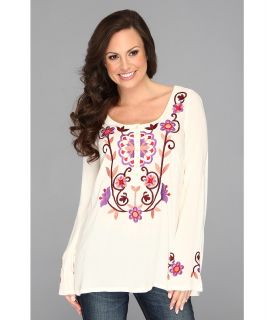 Roper Rayon Challis Peasant Blouse/Embroidered Womens Blouse (White)