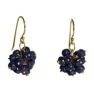 pompom earrings, sapphire & vermeil by kate wood jewellery